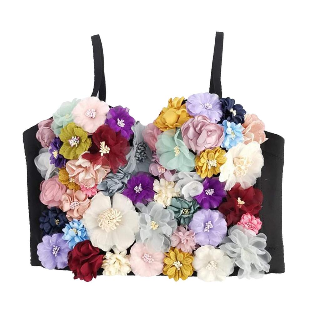 5354 Bustier Crop Top Mesh Corset Top Push up Rhinestone Diamond Bra Club - Picture 3 of 4